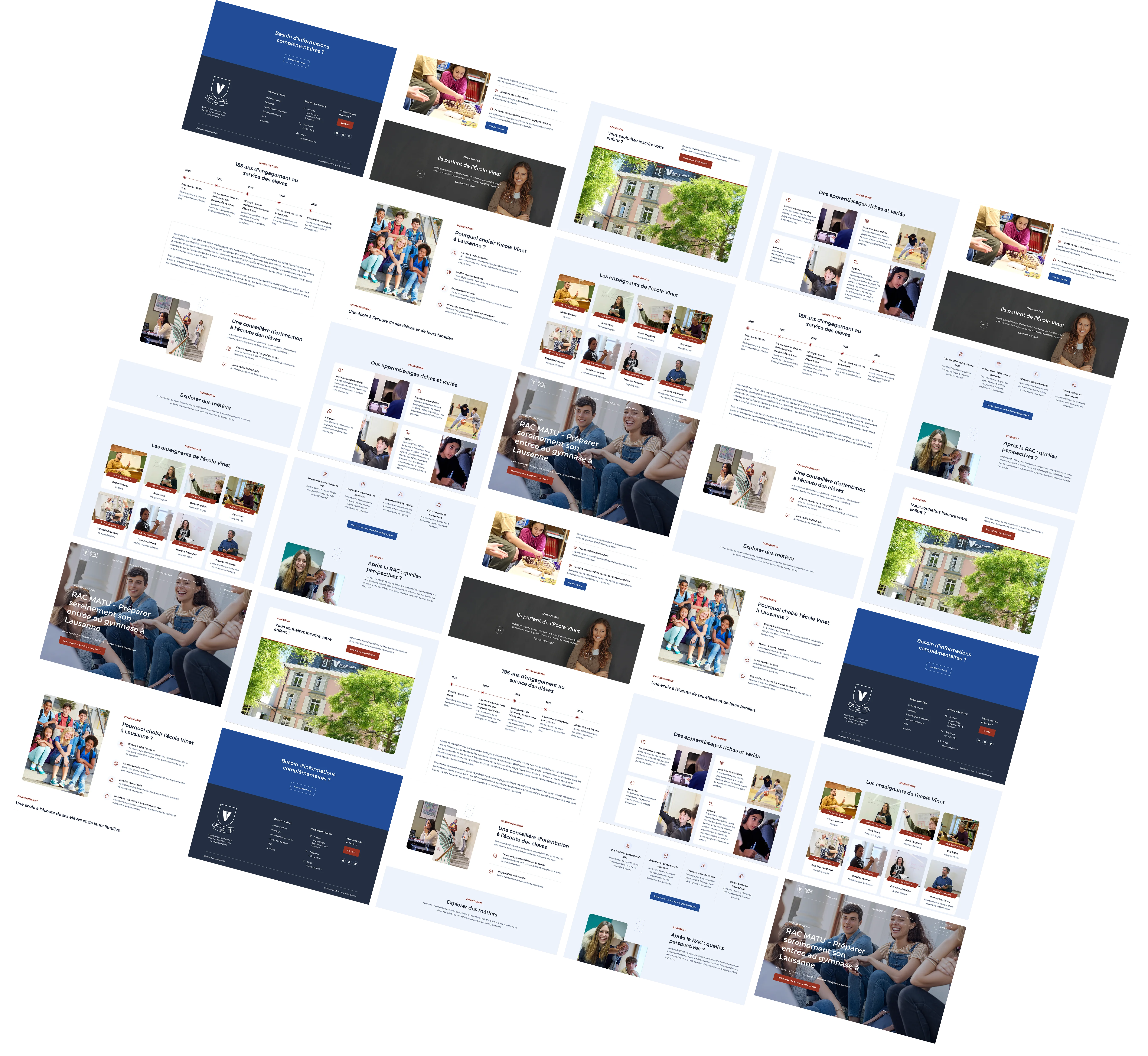 Grid of Ecole Vinet desktop and mobile screens