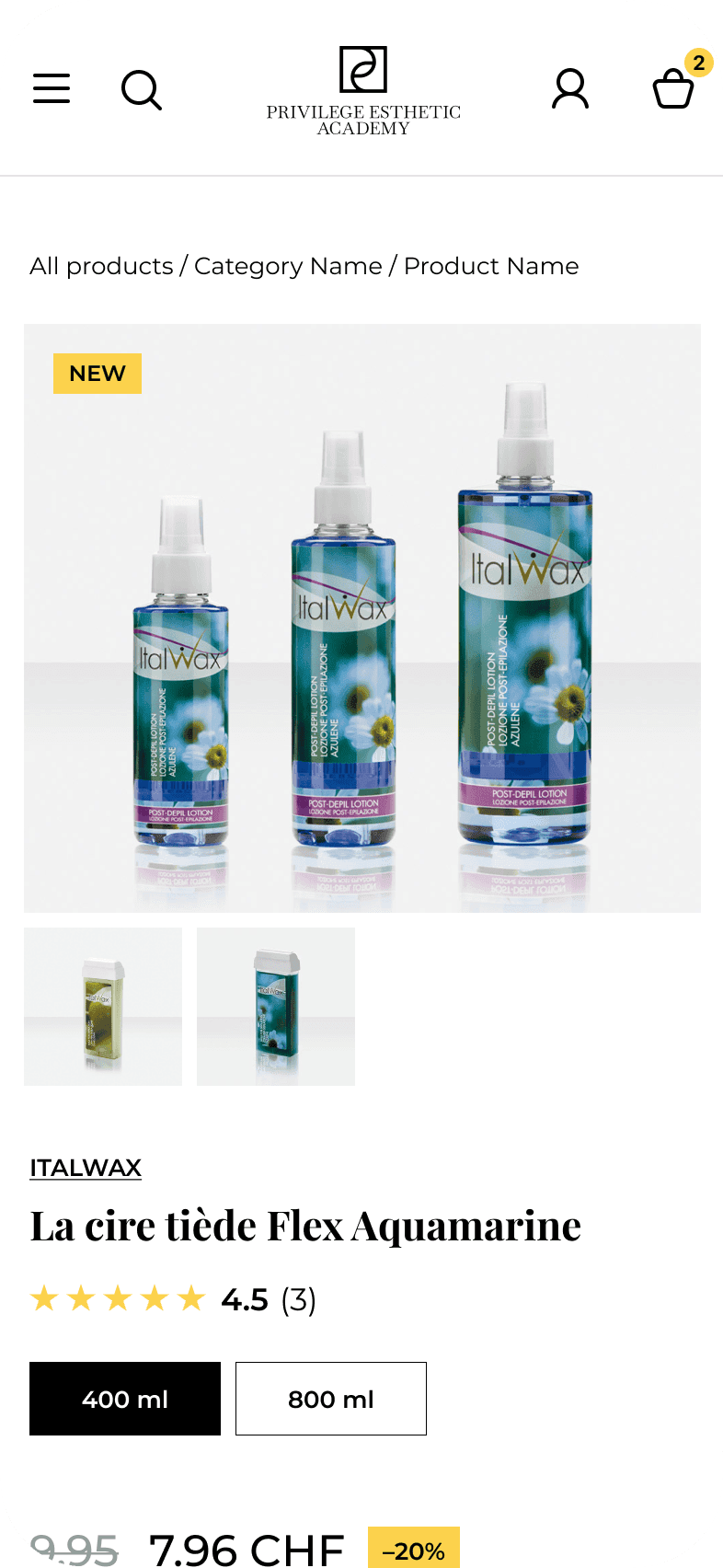 Privilège Esthétique webshop's product page