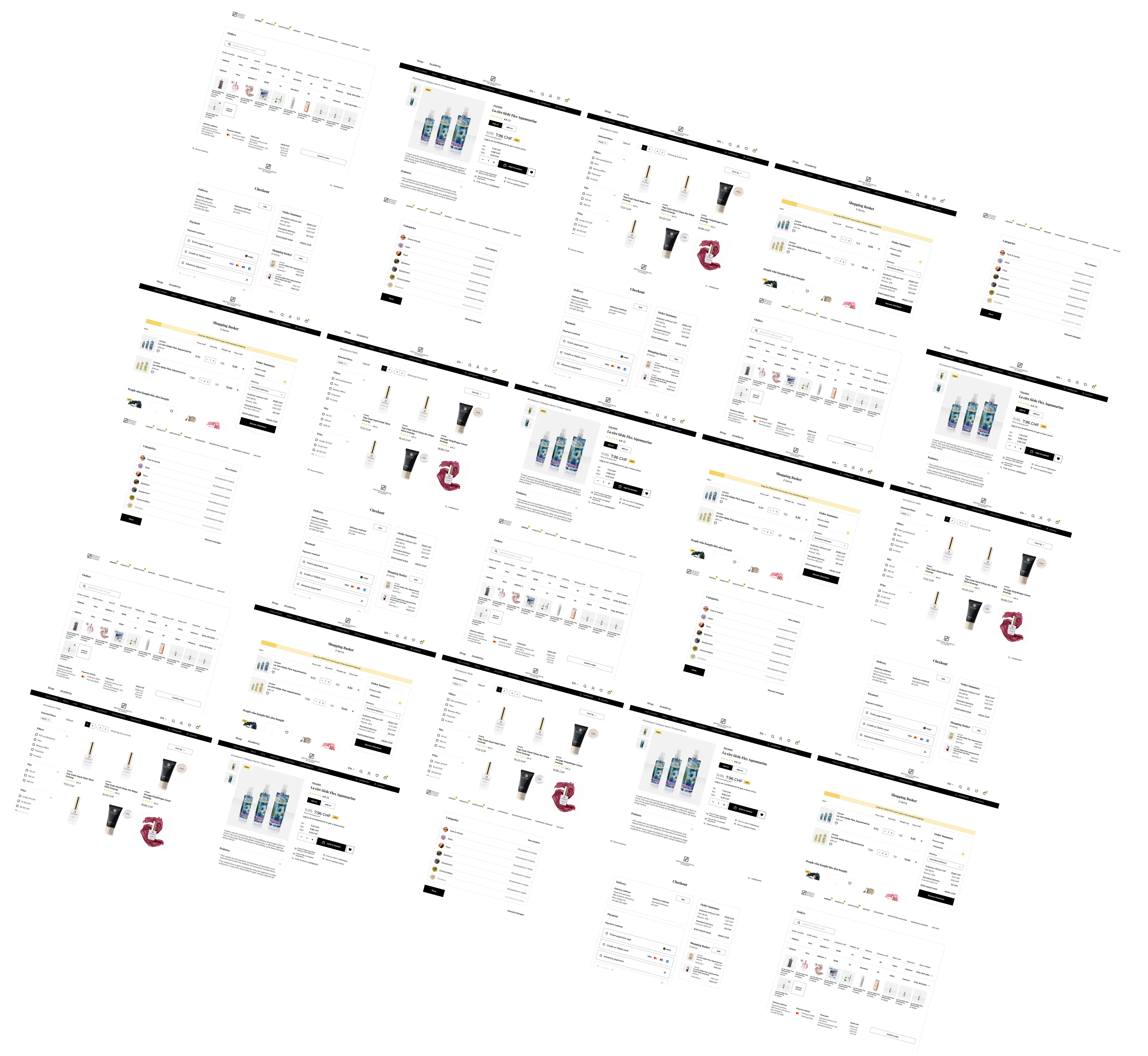 Grid of Privilege Esthetic storefront screens