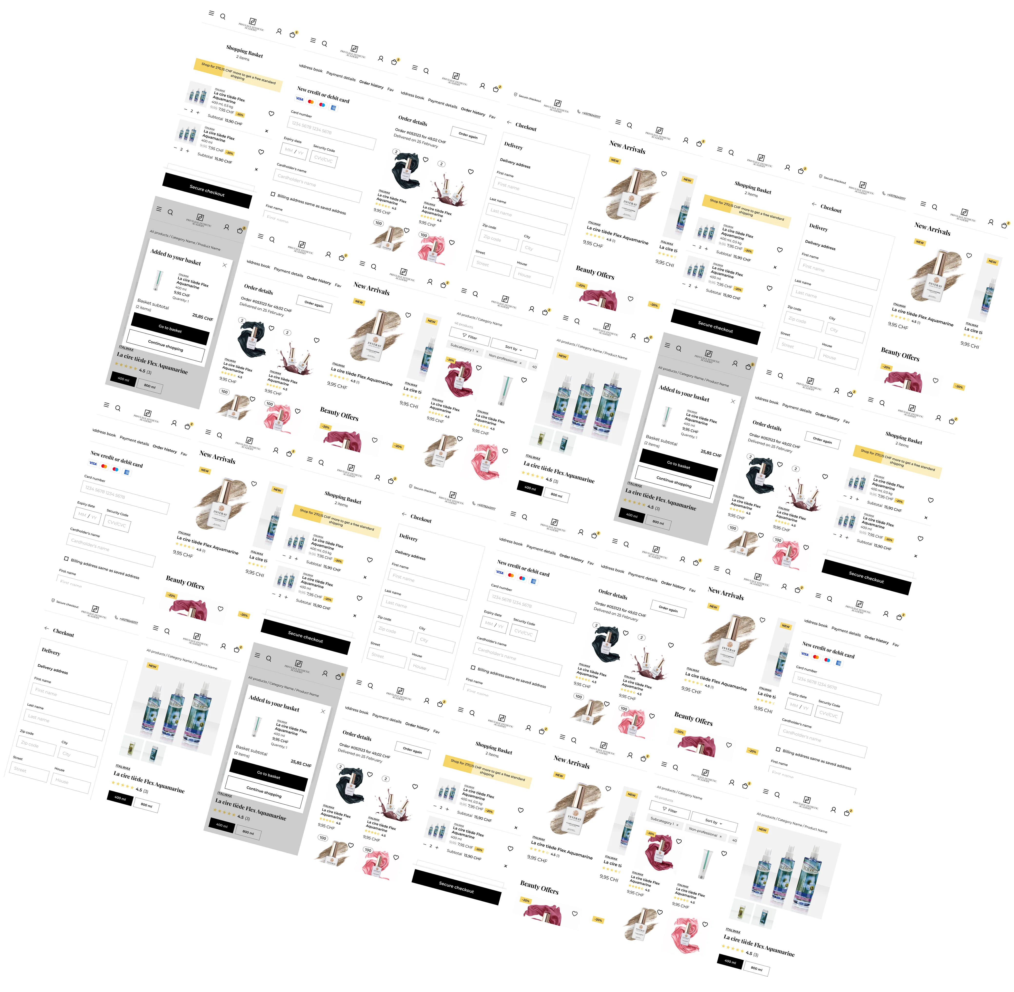 Grid of Privilege Esthetic admin screens