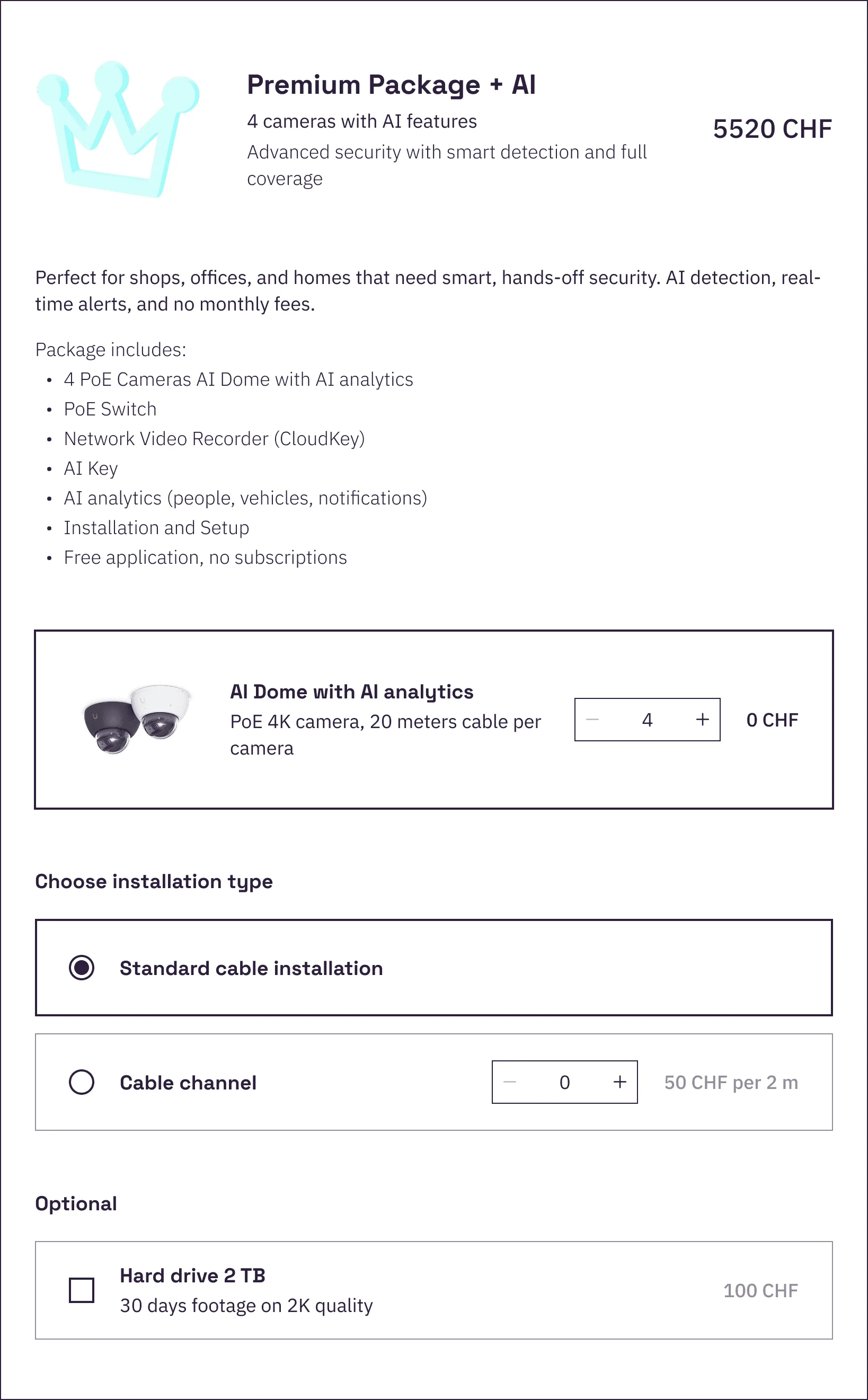 SwissPC service configurator