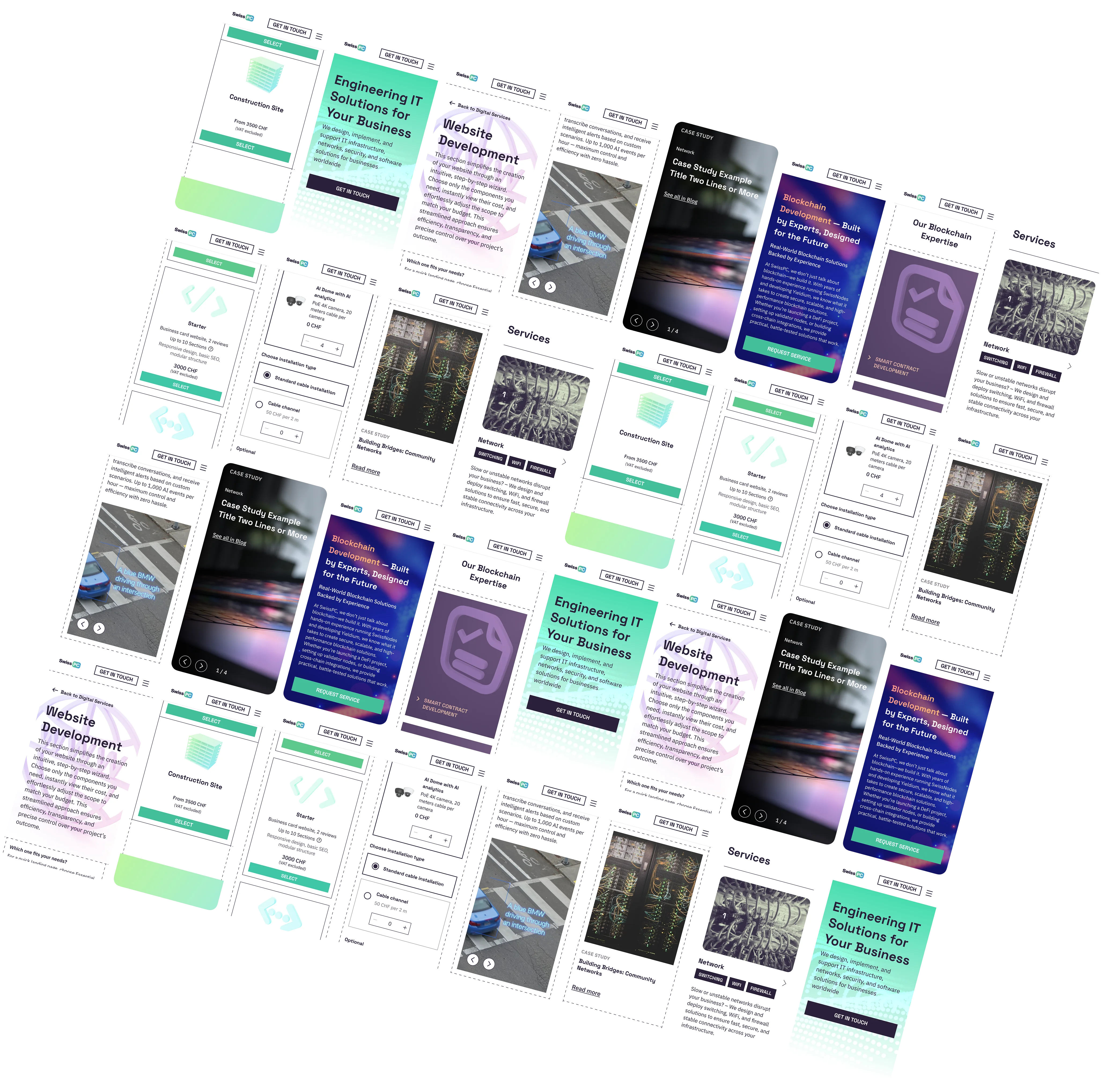Grid of SwissPC configurator screens