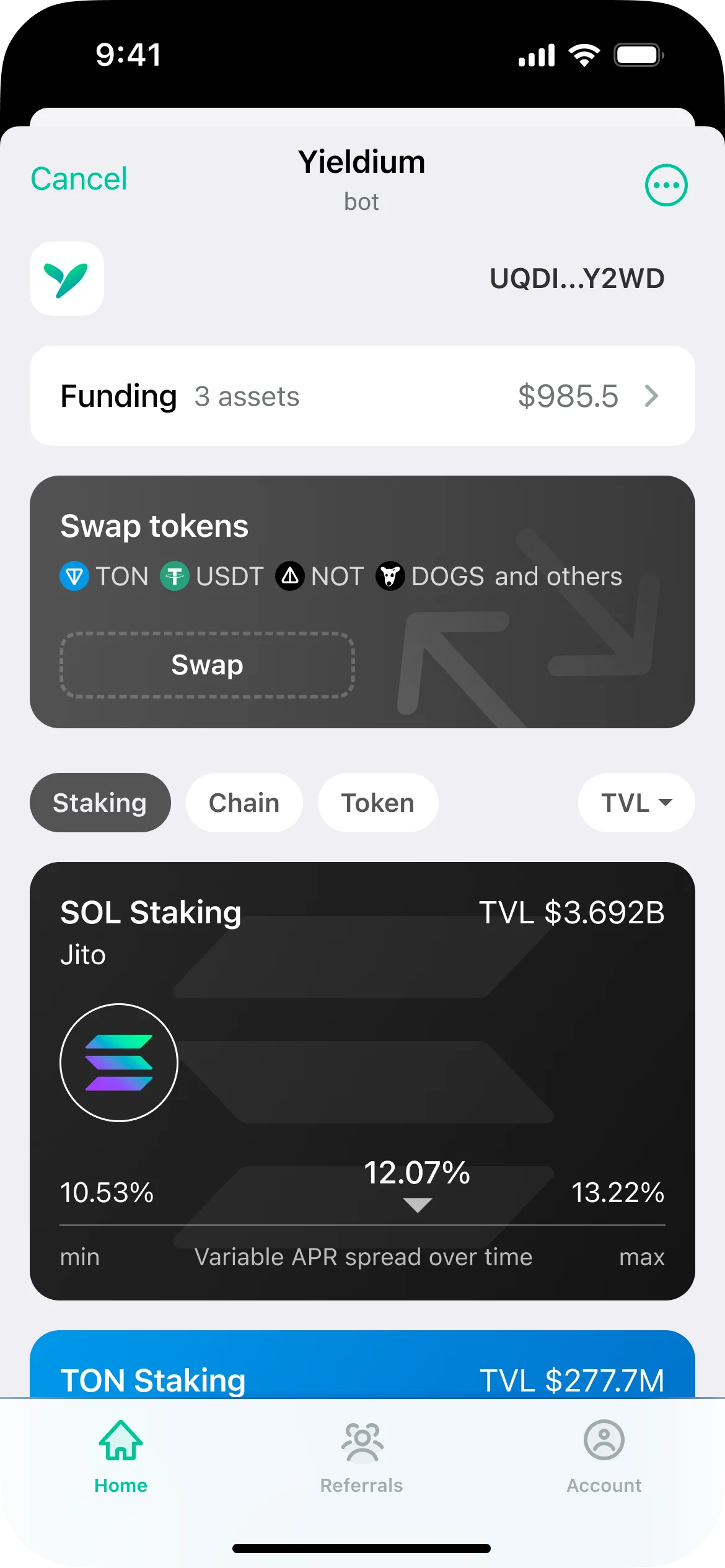 Yieldium strategies screen