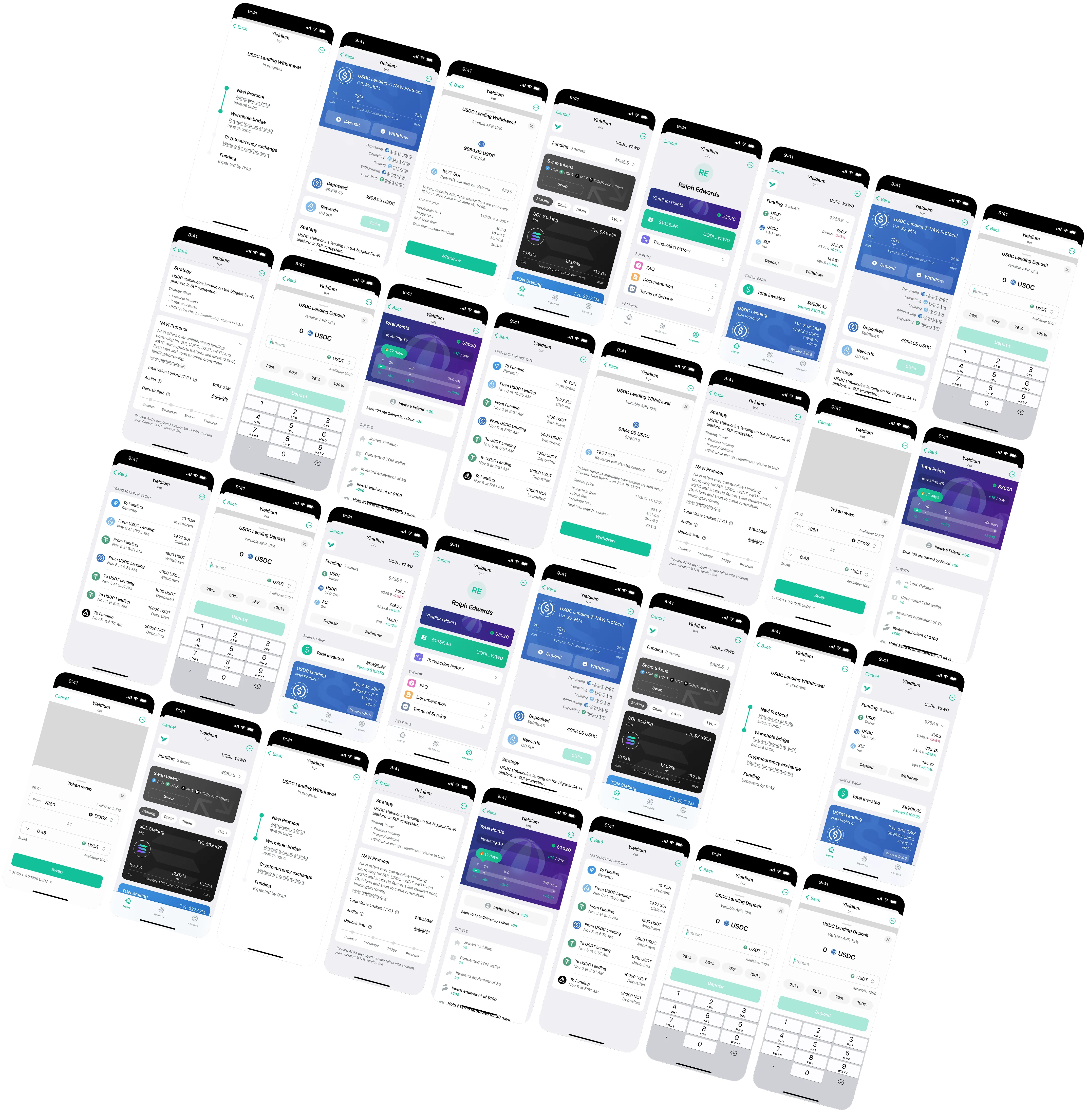 Grid of Yieldium flow screens